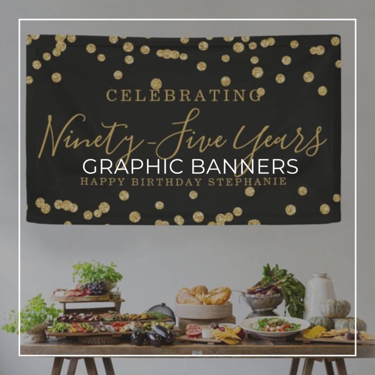 Celebrating 95 Years black and gold sequin custom birthday banner