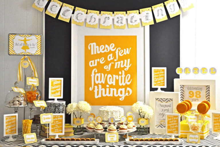 'These are a few of my favorite things' themed birthday party dessert table