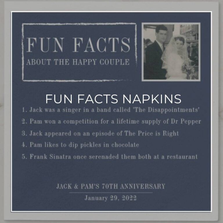 custom photo 'Fun Facts about the Couple' party napkins