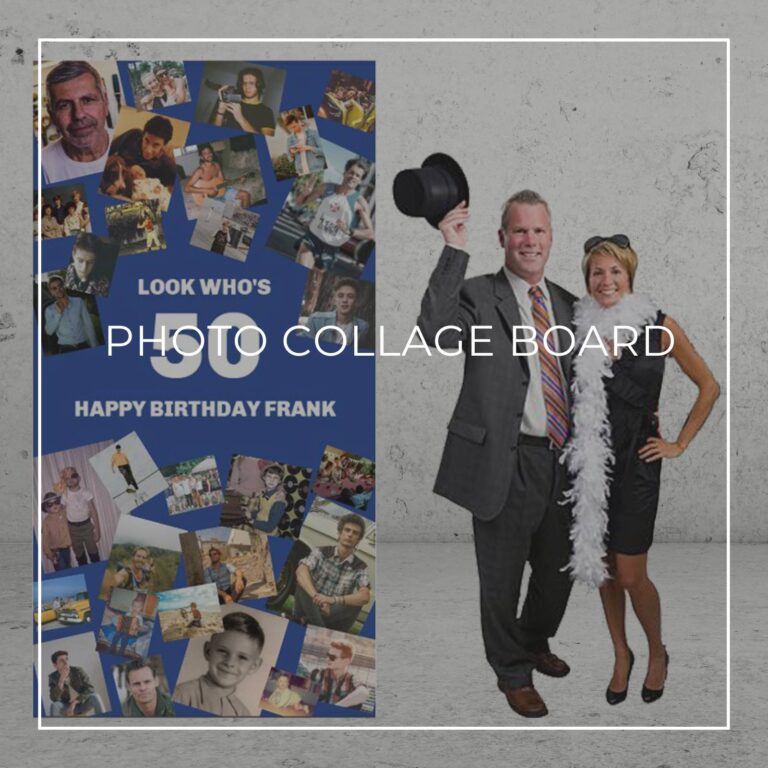 60 amazing years freestanding anniversary party photo collage board decoration showing photos of the happy couple through the years