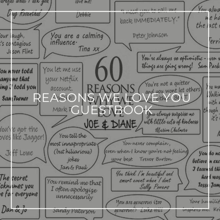 handwritten 60 reasons we love you signing poster anniversary guestbook alternative