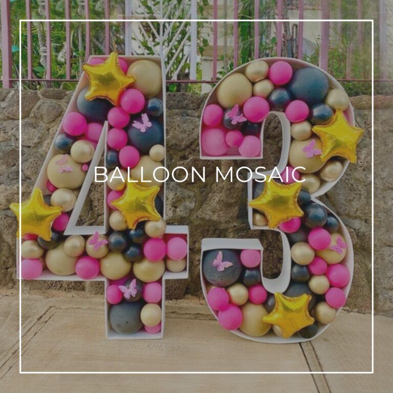 birthday party balloon mosaic of the number 43
