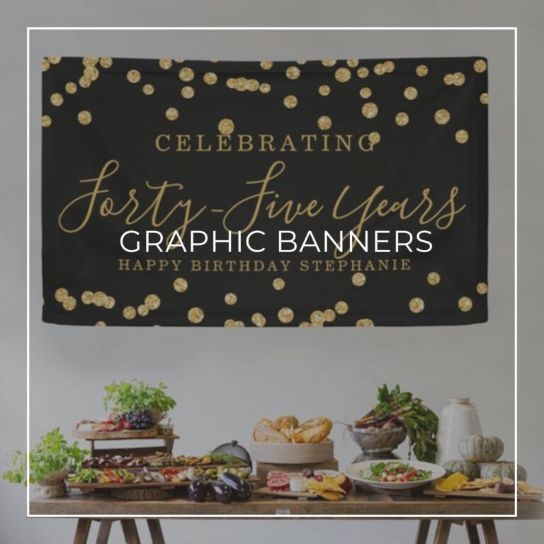 Celebrating 45 Years black and gold sequin custom birthday banner