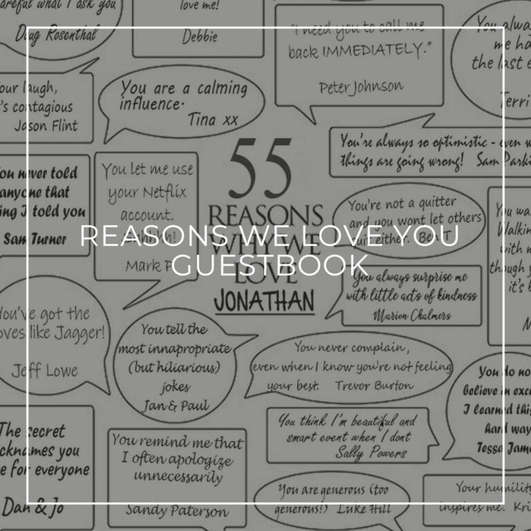 handwritten 55 reasons we love you signing poster birthday guestbook alternative