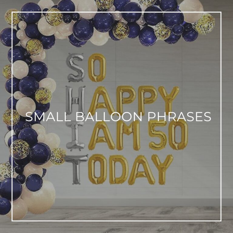 SHIT: So Happy I am 35 Today spelled out with small letter balloons on wall