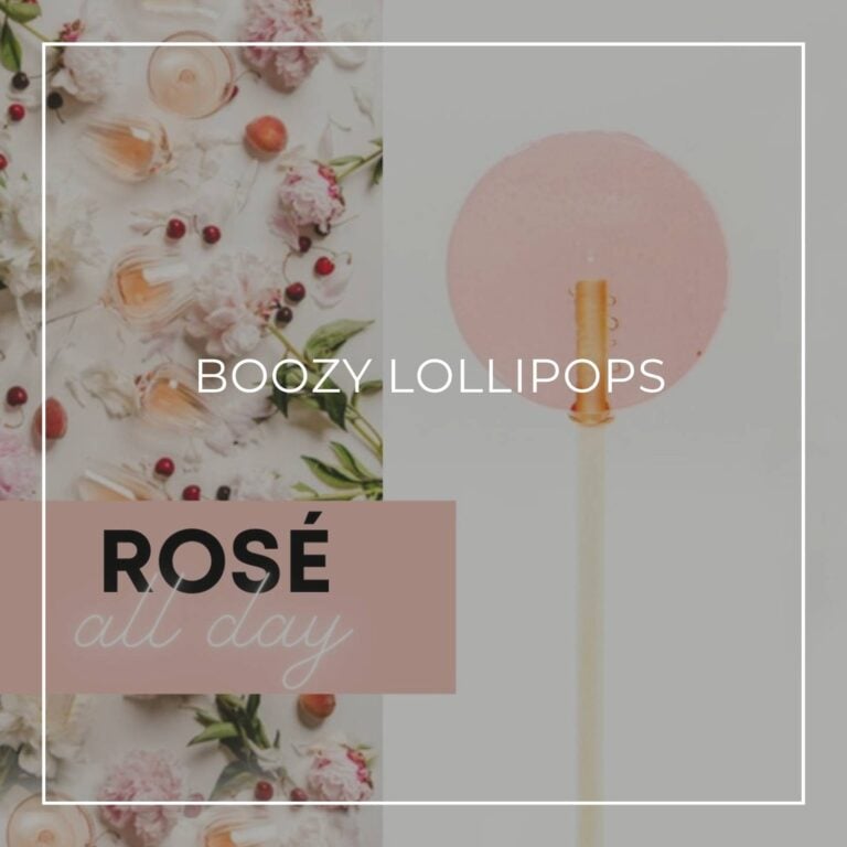 Rosé wine flavored pink lollipops for adults