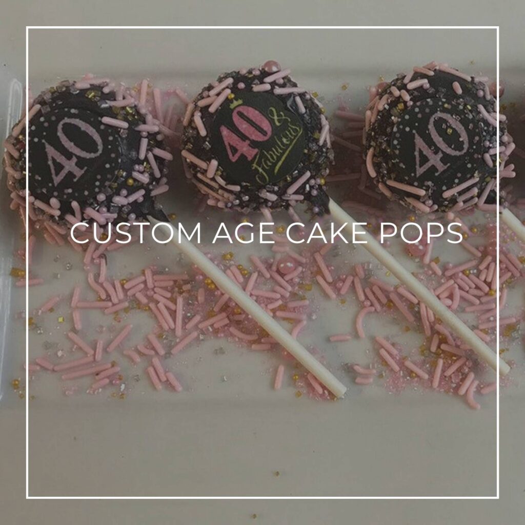 custom age '40' birthday age cake pops with pink sprinkles