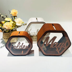 3 custom wood card boxes