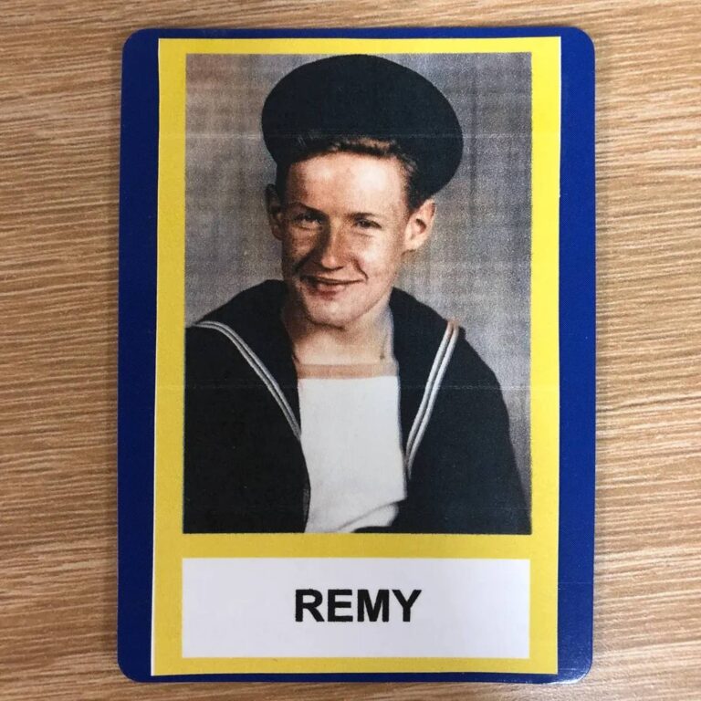 Custom Guess Who card of Remy featuring a vintage sailor portrait photo