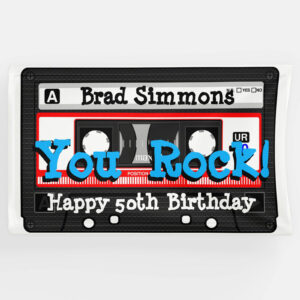 Retro cassette custom name 50th birthday banner
