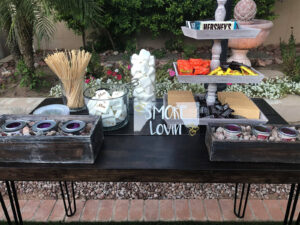 s'mores bar set up at a party