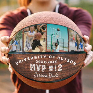 custom photo collage basketball with custom name and university