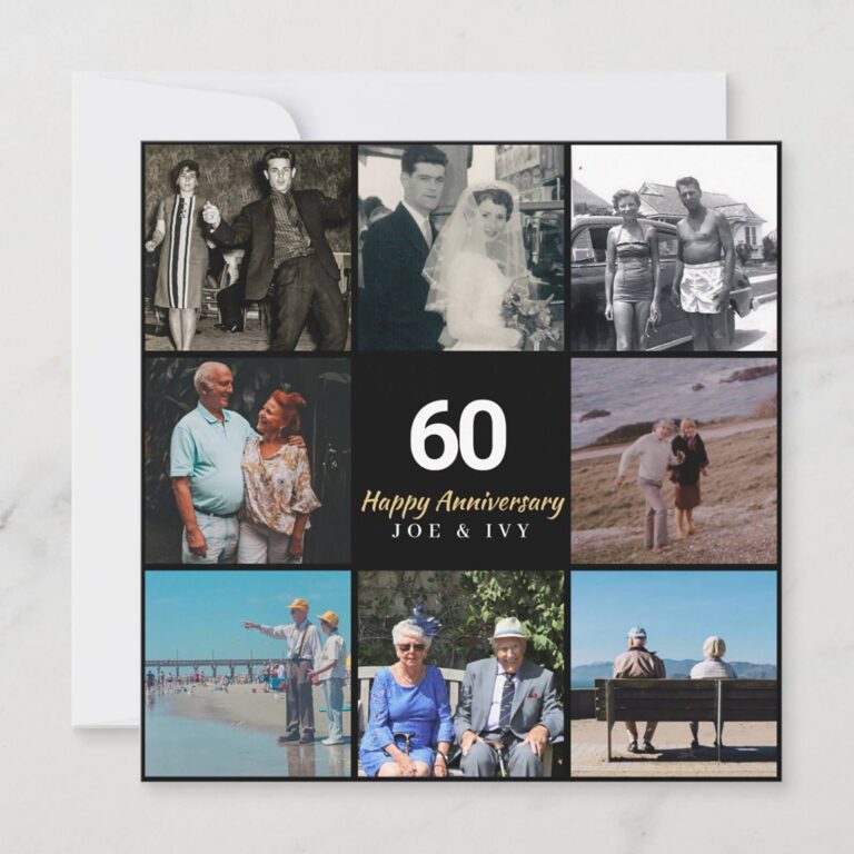 60th wedding anniversary photo collage grid invitation for Joe and Ivy