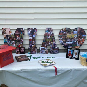 custom photo collage letter cutout decorations spelling Mia