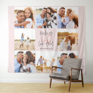Making 40 Look Good custom photo collage birthday party backdrop