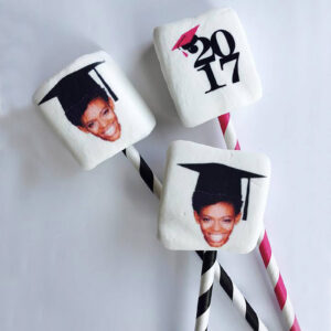 personalized custom photo marshmallows with photos of a young girl in a graduation cap