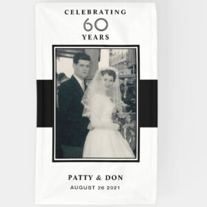 Celebrating 60 year custom photo anniversary party banner