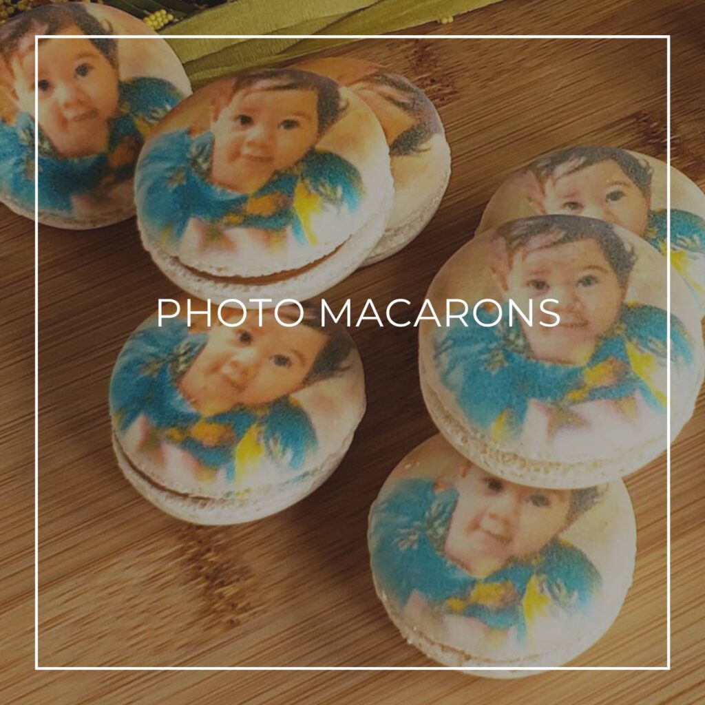 custom photo macarons printed with a little girls face