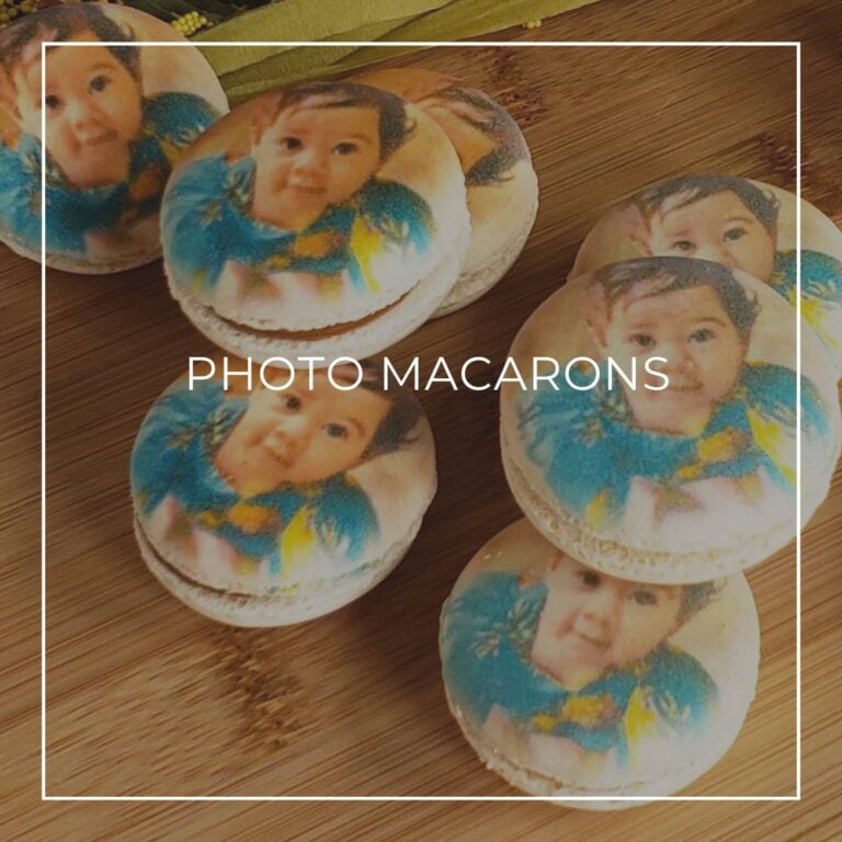 custom photo macarons printed with a little girls face