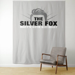 The Silver Fix personalized custom tapestry birthday party or dessert table backdrop