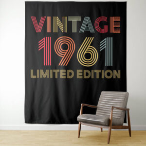 Vintage 1961 Limited Edition custom tapestry birthday party or dessert table backdrop