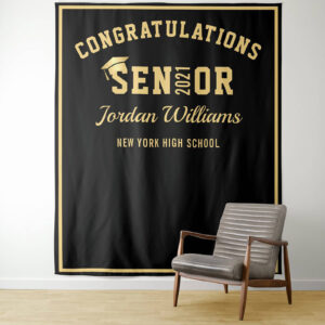 Personalized 'Congratulations Senior' custom tapestry graduation party or dessert table backdrop