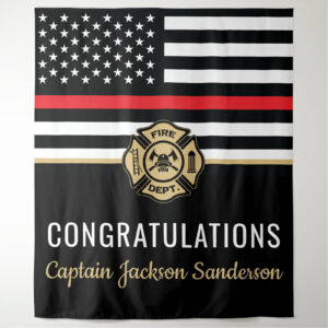 Congratulations Captain Jackson Sanderson Fire Dept custom tapestry party or dessert table backdrop