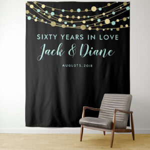 Personalized custom tapestry anniversary party or dessert table backdrop