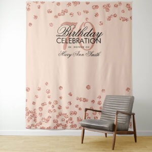 Personalized 70th birthday pink custom tapestry party or dessert table backdrop