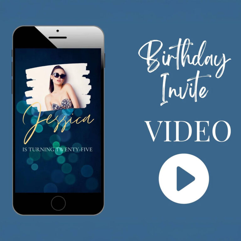 animated custom video party invitation displayed on mobile phone screens for any age birthday or occasion