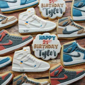 21st birthday sneakers themed decorated cookies