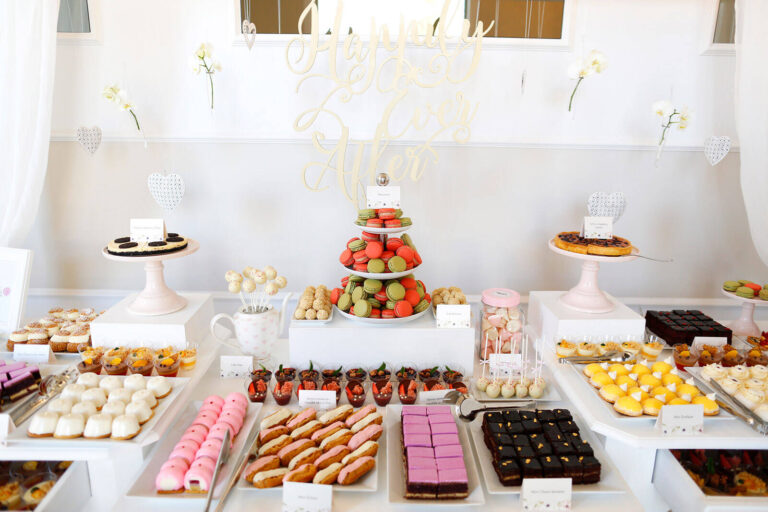 desserts laid out on a party dessert table