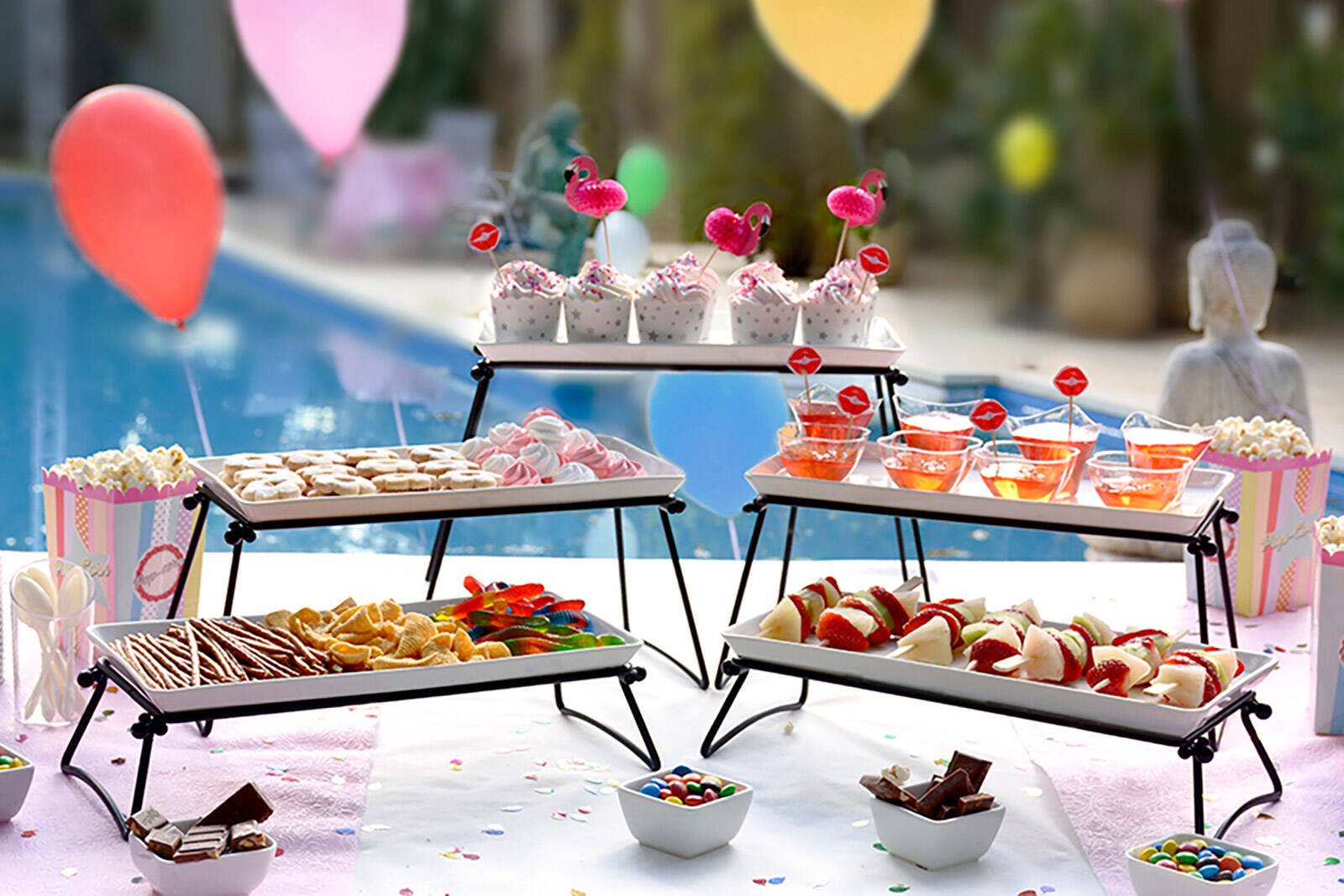tiered treat stands to add height to your dessert table layout