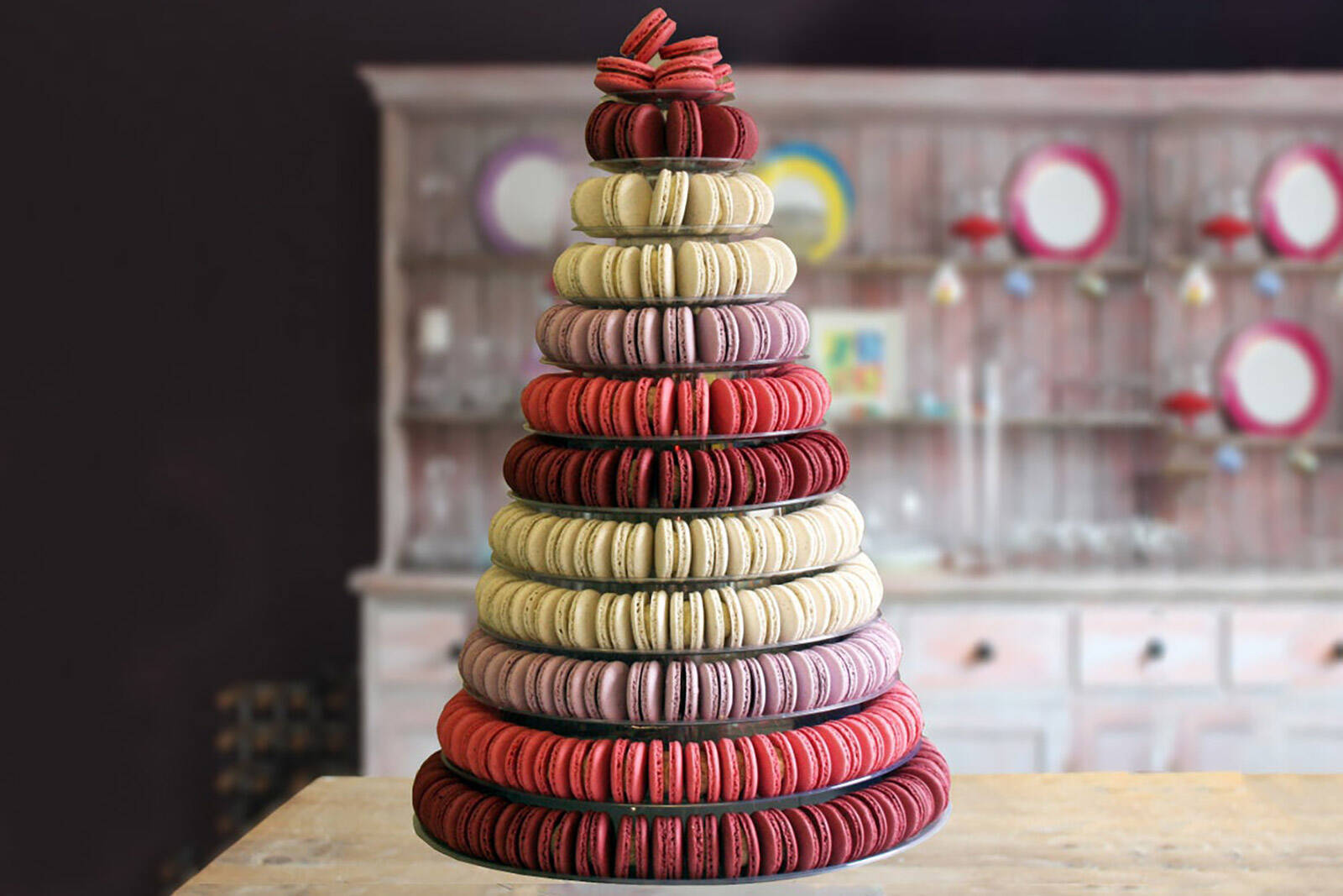 a macaron tower to add height to your dessert table