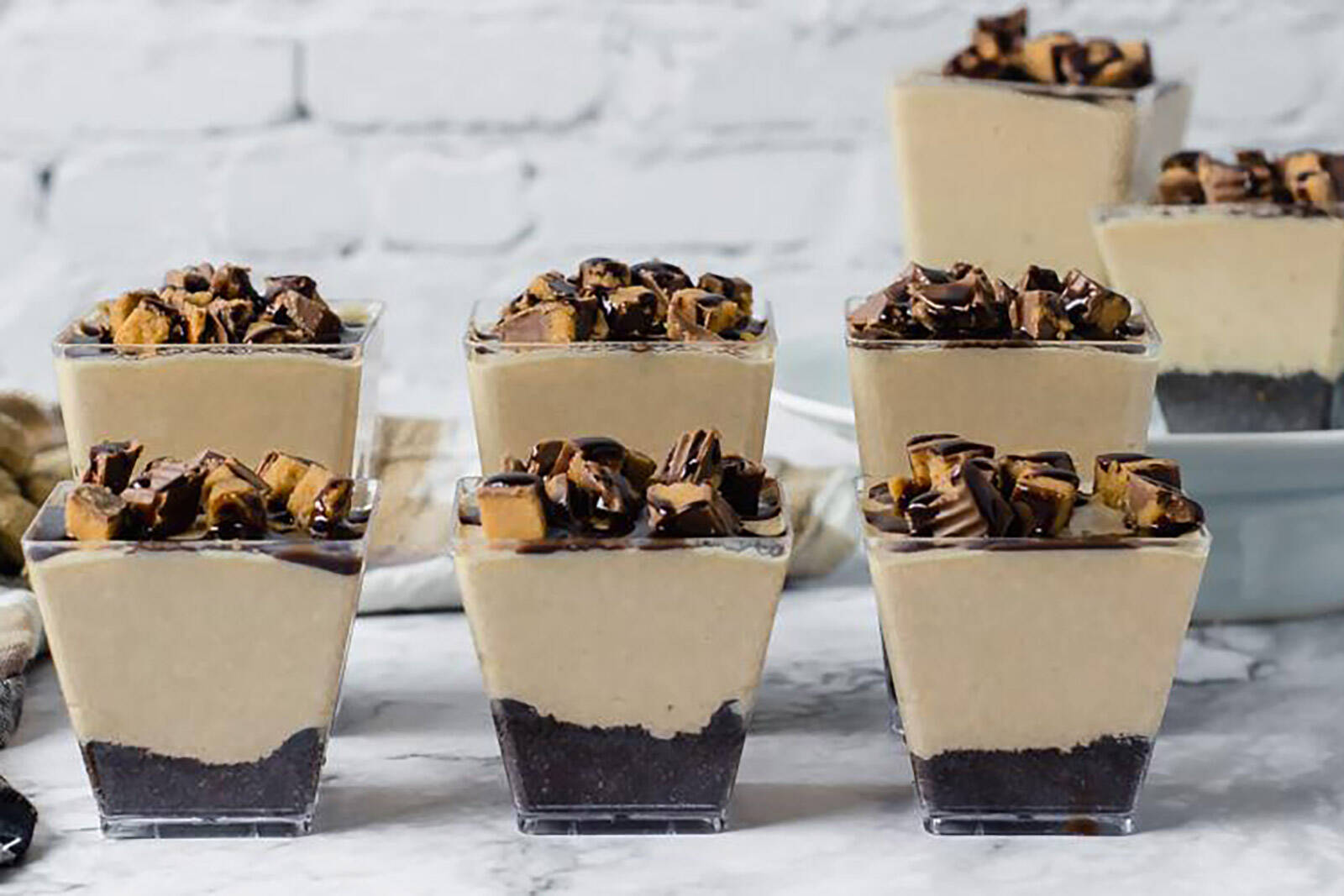 chocolate puddings served in mini disposable dessert cups