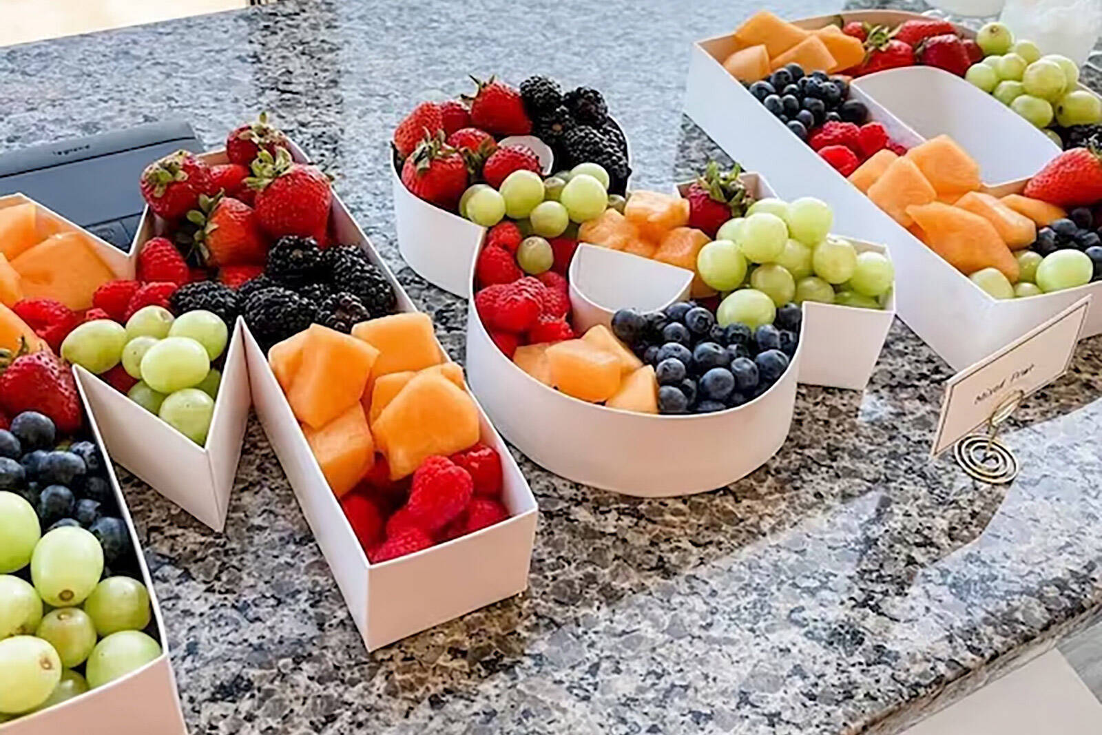 fillable letters filled with fruit salad