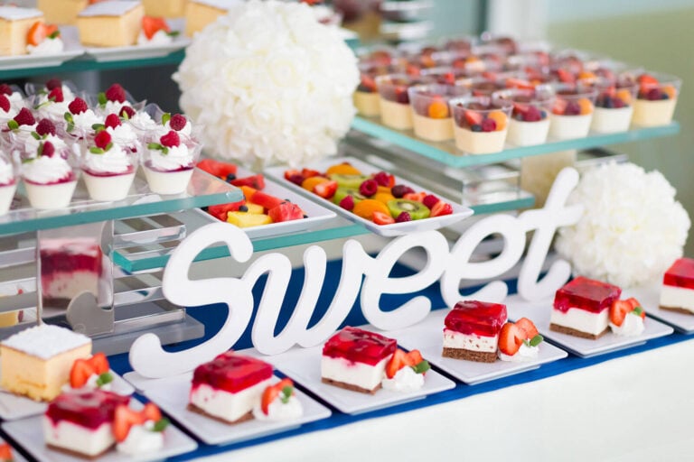 desserts laid out on a party dessert table