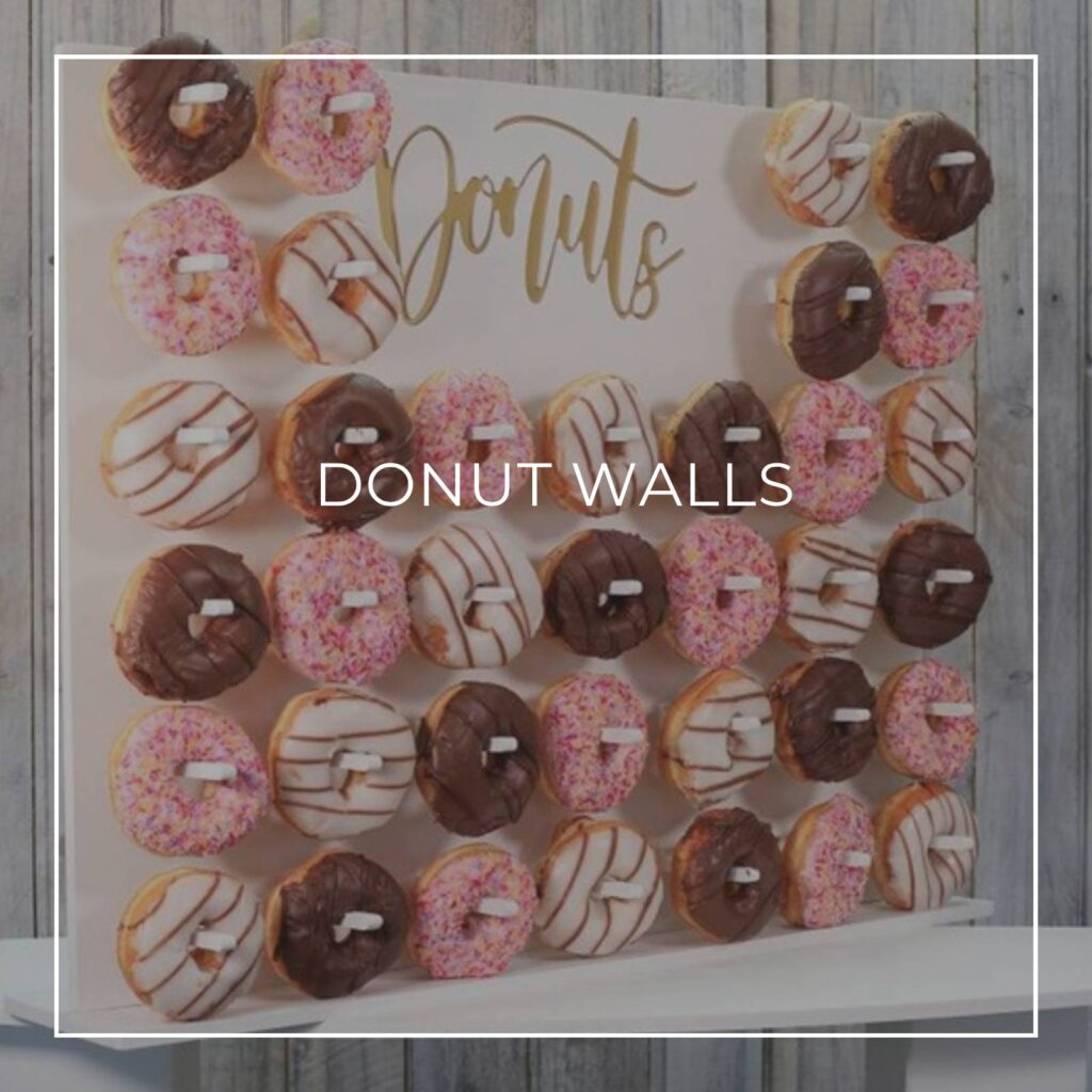 donuts arranged on a donut wall display stand
