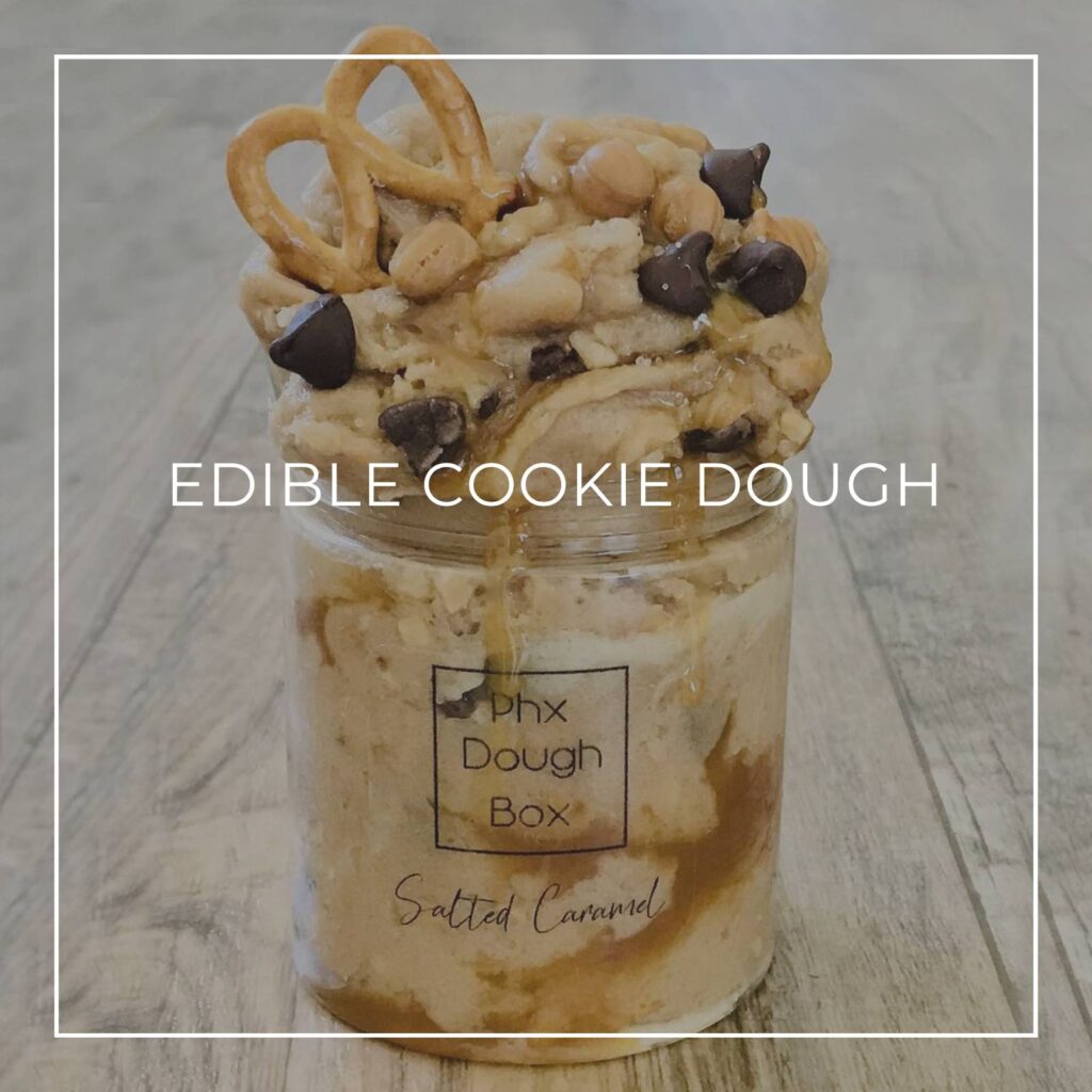 jar of salted caramel edible cookie dough