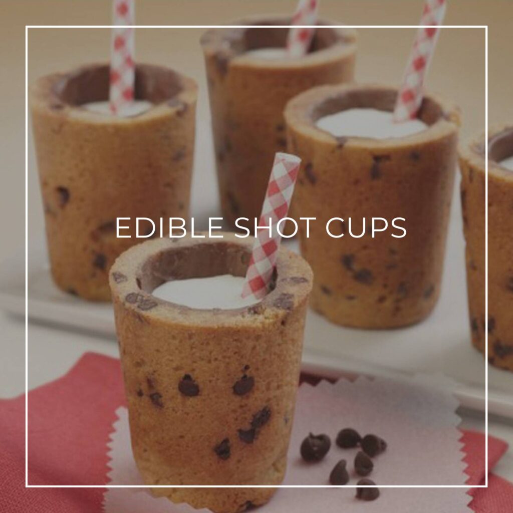 milk served in edible cookie dough shot cups with straws