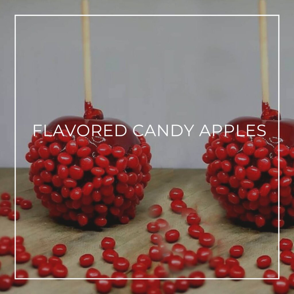 Red hots covered cinnamon flavored candy apples