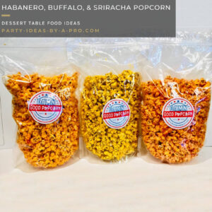 habanero, buffalo, and sriracha flavored gourmet savory popcorn