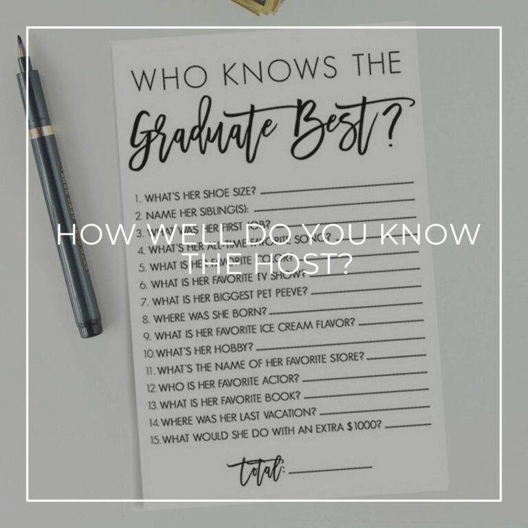 'How well do you know the graduate?' graduation party game printable quiz