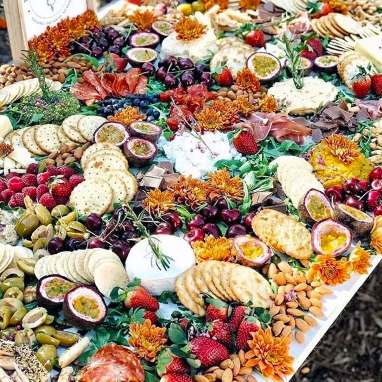 Grazing table with pastries and snacks