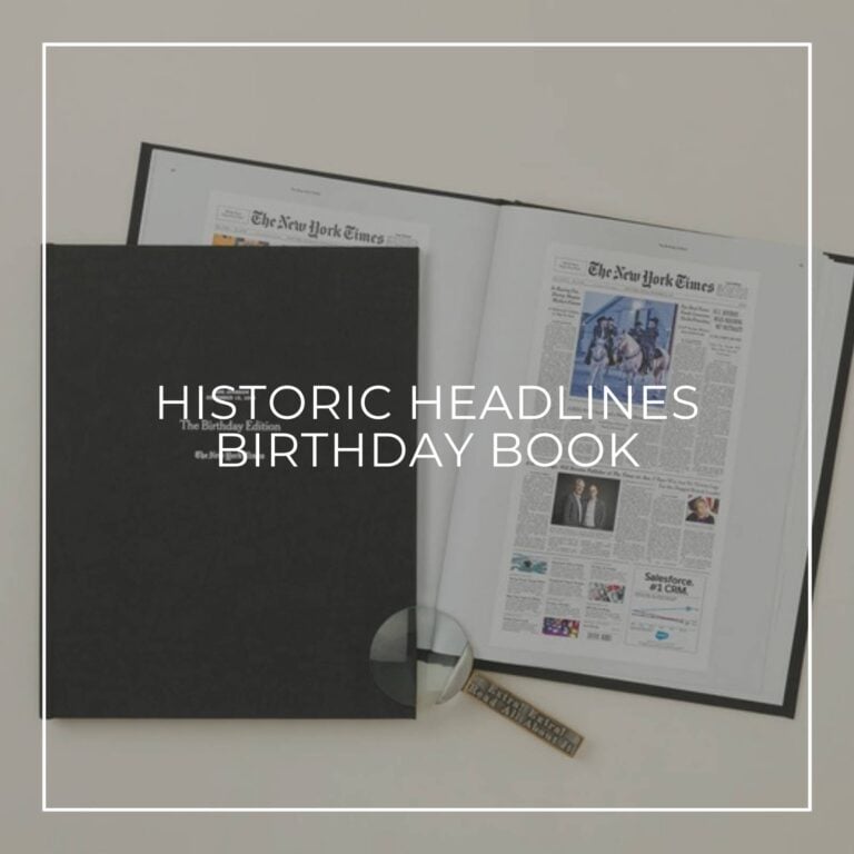 Historic Headlines Birthday Book personalized New York Times style birthday newspaper book