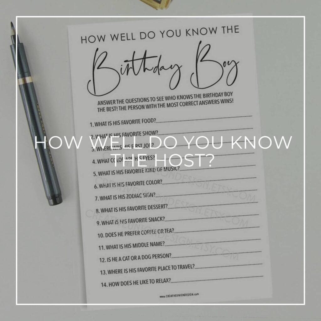 'How well do you know the birthday boy?' party game printable quiz