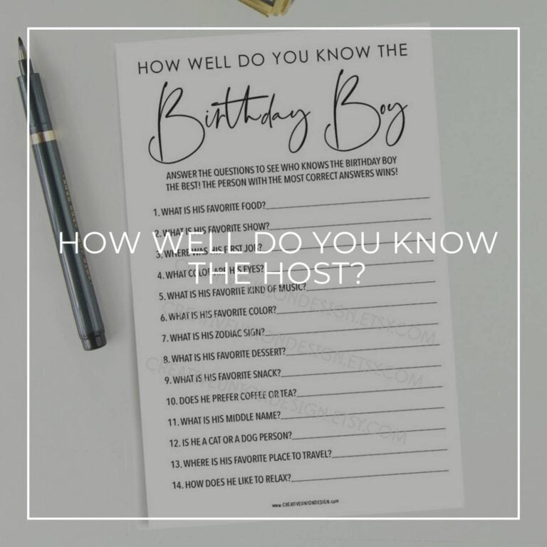 'How well do you know the birthday boy?' party game printable quiz