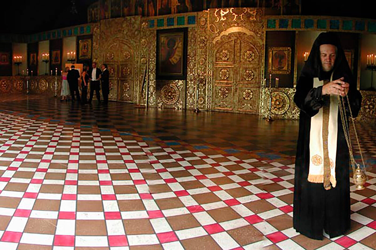 Russian church interiors for Elton John's Russian-themed White Tie & Tiara Ball produced by Matt James of Leftfield Productions