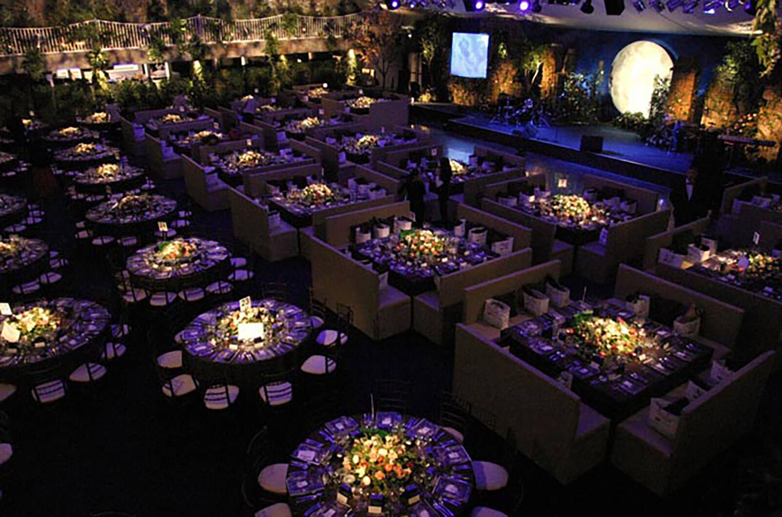 The dining room at 'The Secret Garden' event for The British Red Cross Ball produced by Matt James of Leftfield Productions