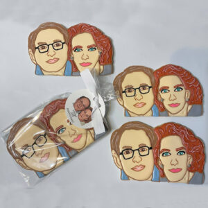 personalized custom portrait cookies of a husband and wife for their 35th anniversary party
